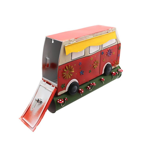 Briefkasten Bus mit Zeitungsrolle aus Metall