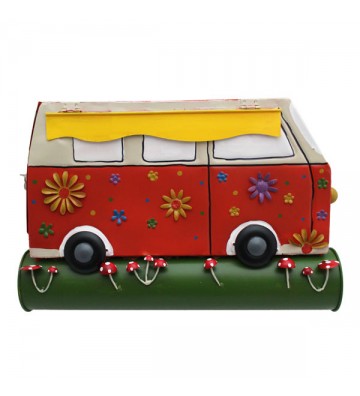 Briefkasten Bus mit Zeitungsrolle aus Metall