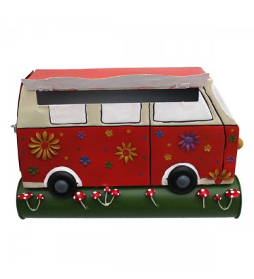 Briefkasten Bus mit Zeitungsrolle aus Metall