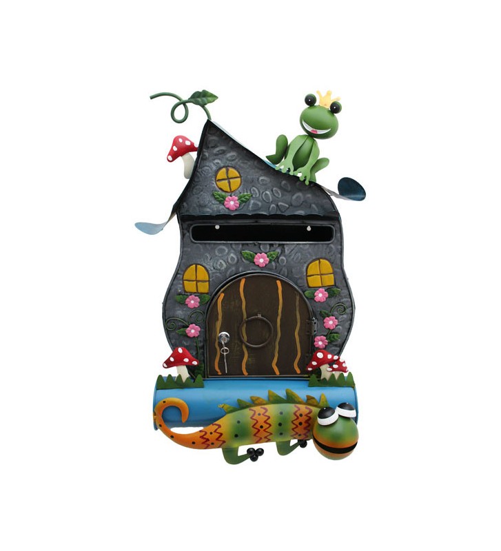 Briefkasten Fabelhaus mit Frosch und Zeitungsrolle ca. 63 cm hoch