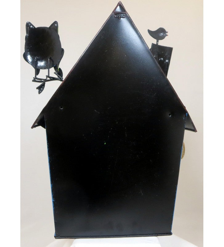 Briefkasten aus Metall Haus mit Eule blau/bunt ca. 53 cm hoch Handarbeit