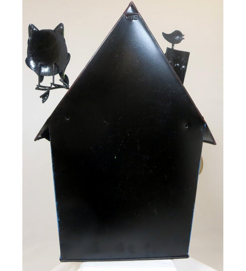 Briefkasten aus Metall Haus mit Eule blau/bunt ca. 53 cm hoch Handarbeit