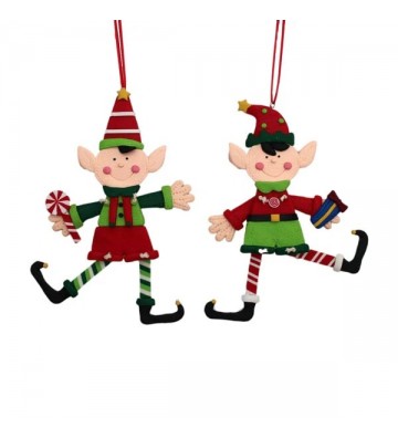 XMAS Elfen 2-er Set zum Hängen ca. 12 cm lang