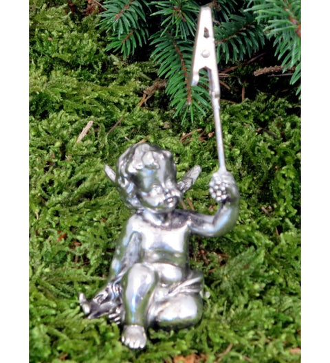 Engel als Karten- oder Bilderhalter silberfarben ca. 10cm hoch