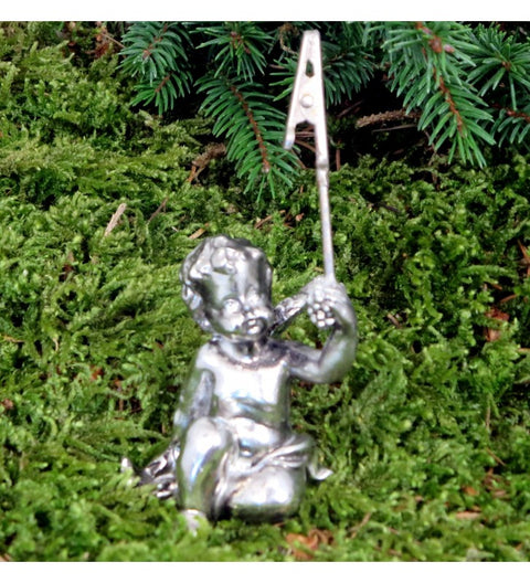 Engel als Karten- oder Bilderhalter silberfarben ca. 10cm hoch