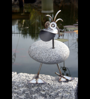 Ente ca. 32cm hoch aus Granit und Edelstahl Original Gebrüder Lomprich