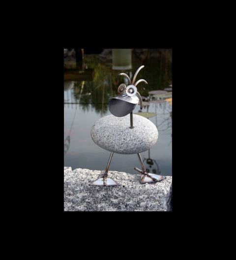 Ente ca. 32cm hoch aus Granit und Edelstahl Original Gebrüder Lomprich