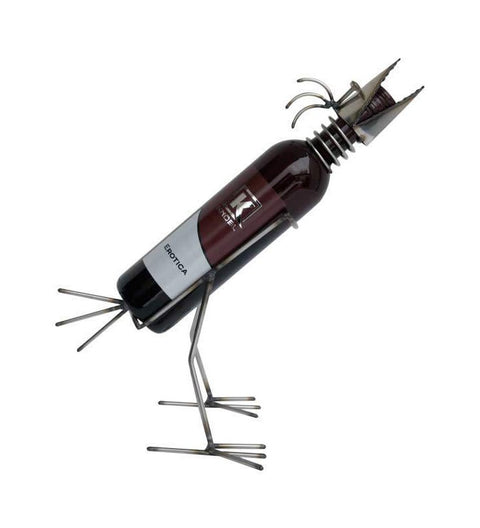 Flaschenhalter aus Edelstahl 2tlg. in Vogeloptik liegend