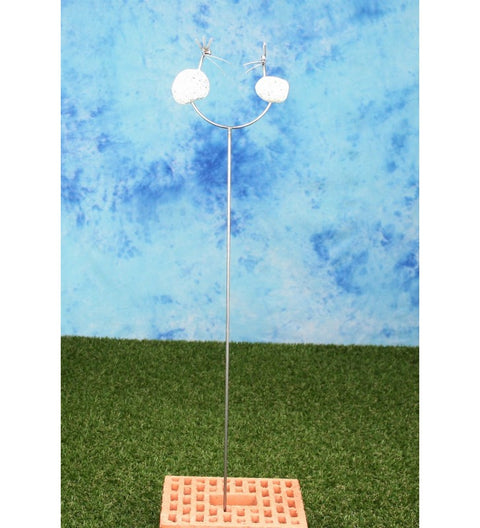 Gartenstecker aus Granit und Edelstahl mit 2 Steinvögel