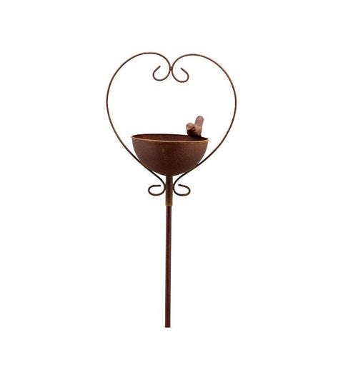 Gartenstecker Vogeltränke aus Metall ca. 23,5x15x132 cm