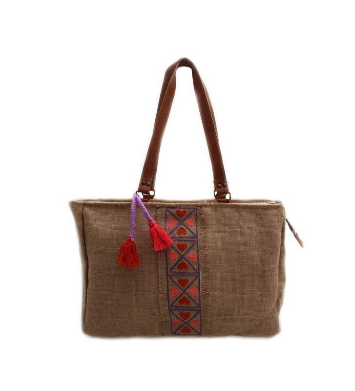 Jute Umhängetasche Jute XXL Shopper 60x30 cm