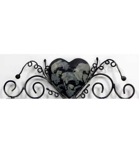 Hakenleiste mit Herz ca. 18cm breit aus Metall antikfarben