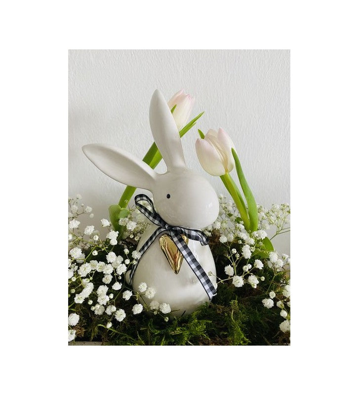 Osterhase aus Keramik zur Wahl schwarz oder weiß ca. 10,4x7,4x19,6 cm