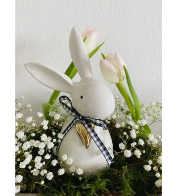 Osterhase aus Keramik zur Wahl schwarz oder weiß ca. 10,4x7,4x19,6 cm