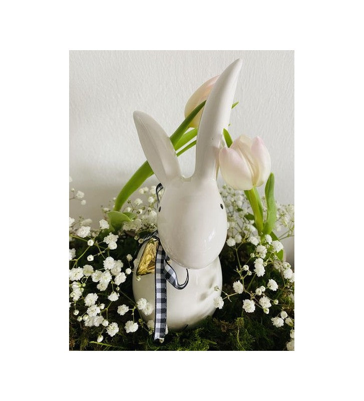 Osterhase aus Keramik zur Wahl schwarz oder weiß ca. 10,4x7,4x19,6 cm