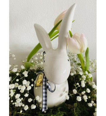 Osterhase aus Keramik zur Wahl schwarz oder weiß ca. 10,4x7,4x19,6 cm