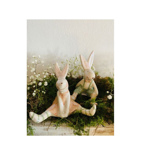 Hase 2-er Set aus Keramik, Pearl ca. 7x6,5x19,5 cm