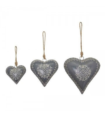 Herzanhänger Dost, grau ca. 21x21x7 cm, aus Metall