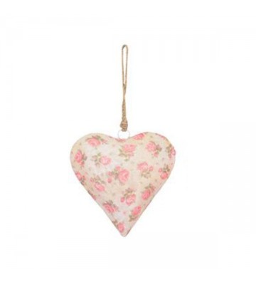 Anhänger Herz Beige aus Metall mit Rosenmotiven 20 cm