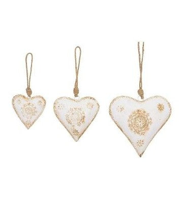 Anhänger Herz Beige aus Metall mit kleinen Ornamenten 15 cm