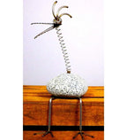 Kantenhocker Steinvogel ca. 40 cm Granit und Edelstahl – Naturstein Deko