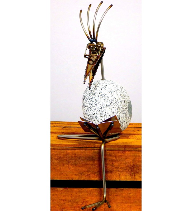 Kantenhocker mit Buch ca. 35 cm aus Granit und Edelstahl Naturstein Deko
