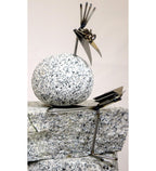 Kantenhocker mit Buch ca. 25 cm aus Granit und Edelstahl Naturstein Deko