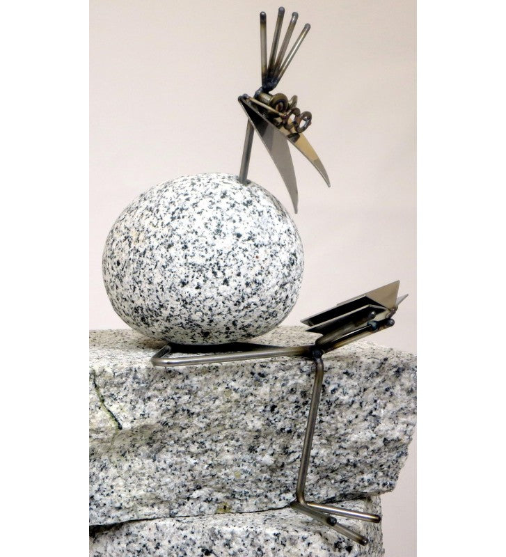 Kantenhocker mit Buch ca. 25 cm aus Granit und Edelstahl Naturstein Deko