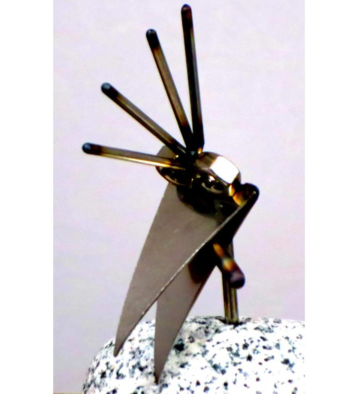Kantenhocker mit Laptop ca. 22 cm aus Granit und Edelstahl Naturstein Deko