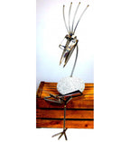 Kantenhocker XL mit Buch ca. 93 cm aus Granit und Edelstahl Naturstein Deko