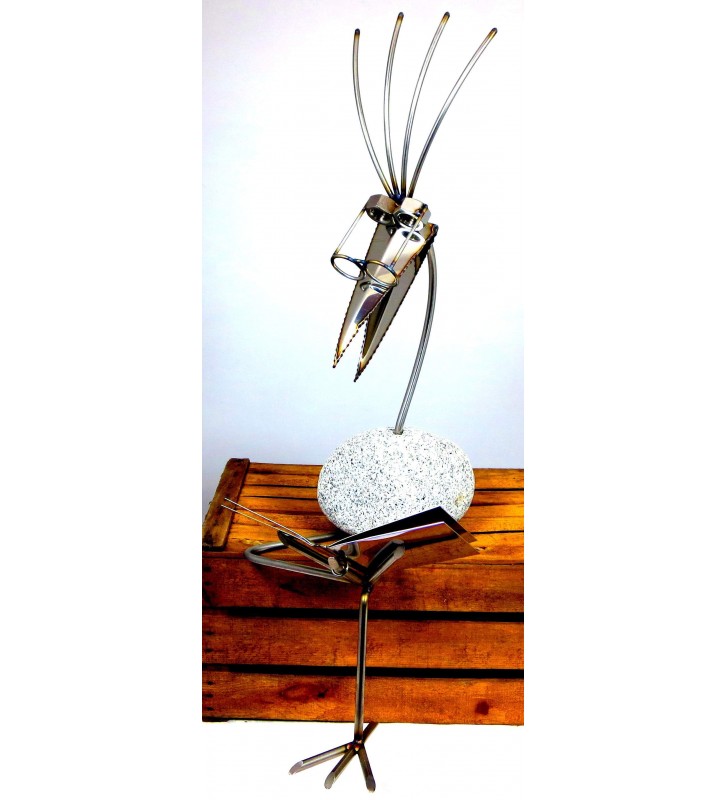 Kantenhocker XL mit Buch ca. 93 cm aus Granit und Edelstahl Naturstein Deko