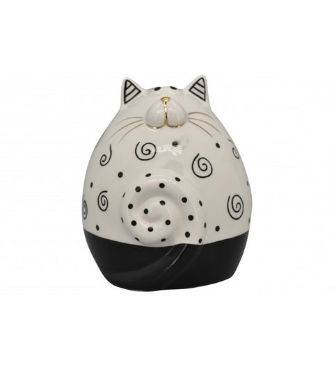 XOXO Katze aus Keramik weiß/schwarz/gold ca. 13 cm