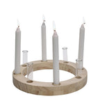 Adventskranz aus Holz mit kleinen Vasen Doré natur Holz/Glas ca. 30 cm Durchmesser