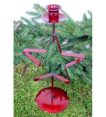 Kerzenhalter Rot Metall 28 cm – Weihnachtsmotiv zur Wahl