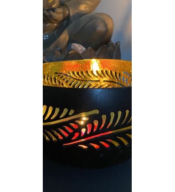 Schale aus echter Kokosnuss ca. 14 cm Durchmesser schwarz/Goldfarben