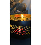 Schale aus echter Kokosnuss ca. 14 cm Durchmesser schwarz/Goldfarben