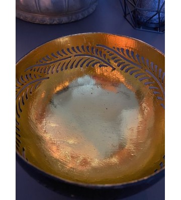 Schale aus Kokosnuss ca. 14 cm Durchmesser schwarz/Goldfarben