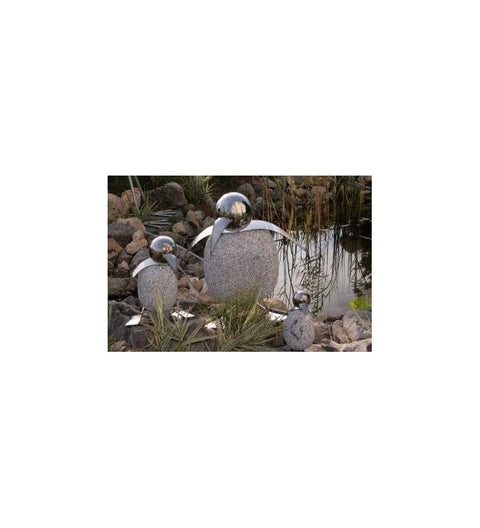 Pinguin L ca. 35cm hoch aus Granit und Edelstahl Original Gebrüder Lomprich