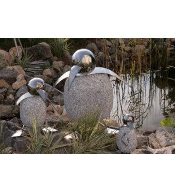 Pinguin L ca. 35cm hoch aus Granit und Edelstahl Original Gebrüder Lomprich