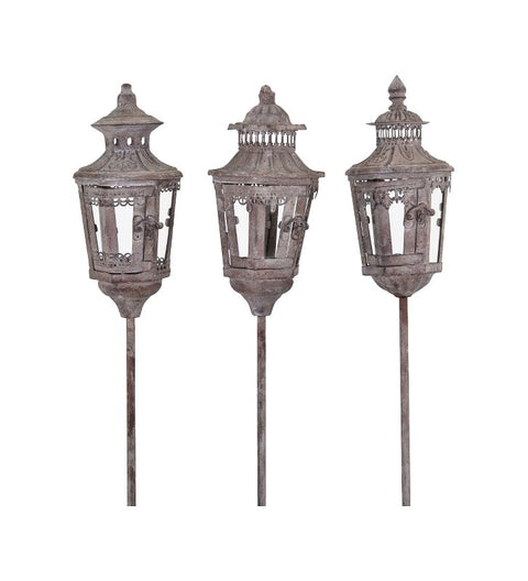 Laternenwindlicht aus Metall mit Stab 12x12x125cm