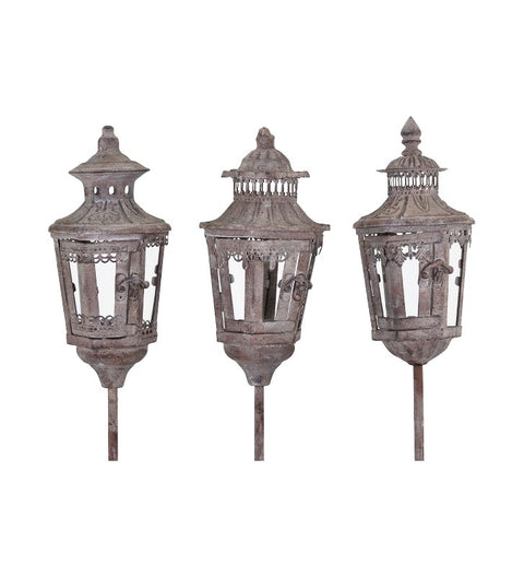 Laternenwindlicht aus Metall mit Stab 12x12x125cm