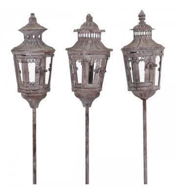 Laternenwindlicht aus Metall mit Stab 12x12x125cm