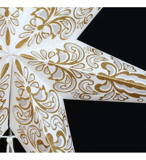 Leuchtstern Amar weiß/gold mit 7 Zacken ca. 60 cm Zippverschluss