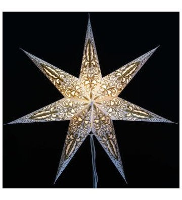 Leuchtstern Amar weiß/gold mit 7 Zacken ca. 60 cm Zippverschluss