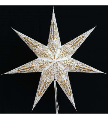 Leuchtstern Amar weiß/gold mit 7 Zacken ca. 60 cm Zippverschluss