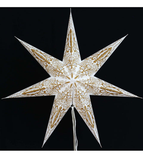 Leuchtstern Amar weiß/gold mit 7 Zacken ca. 60 cm Zippverschluss