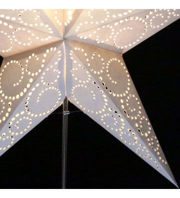 Leuchtstern Twister Batik 5 Zacken weiß mit Magnetverschluss ca. 60 cm