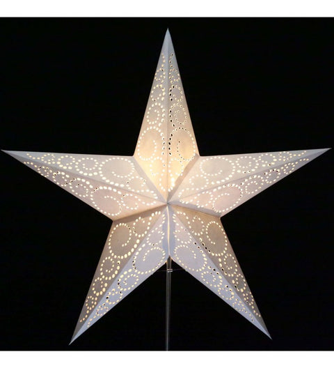 Leuchtstern Twister Batik 5 Zacken weiß mit Magnetverschluss ca. 60 cm