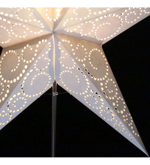 Leuchtstern Twister Batik 5 Zacken weiß mit Magnetverschluss ca. 60 cm