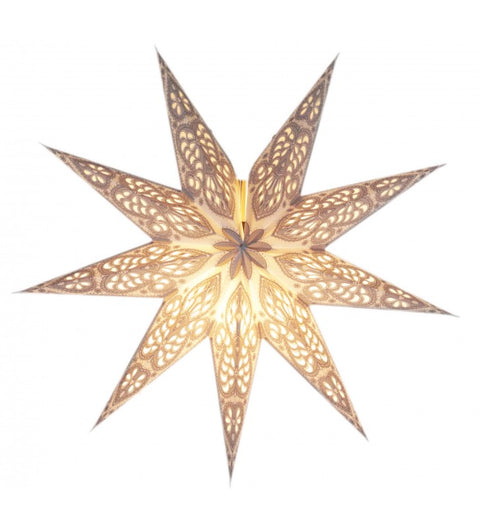 Leuchtstern Baby Ganesha weiß/grau Durchmesser 40cm, 9 Zacken mit Magnetverschluß